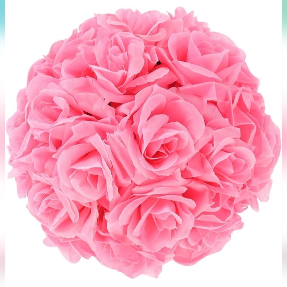 9in Pink Faux Rose Flower Decorative Ball Bedroom Home Wedding Decor.